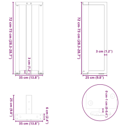Nogi do stołu konsolowego, 2 pcs., czarne, 38x25x(72-73) cm
