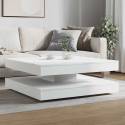 Stolik kawowy obrotowy 360 stopni biały 90x90x34,5 cm