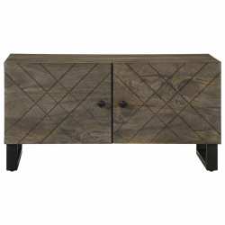 Stolik kawowy, czarny, 80x50x40 cm, lite drewno mango