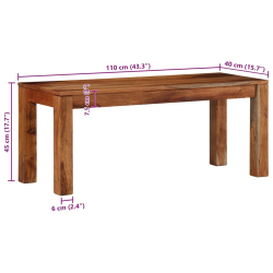 Ławka, 110 cm, lite drewno akacjowe