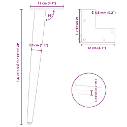 Nogi do stolika kawowego, 4 szt., antracyt, 42-43 cm, stal