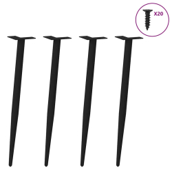 Nogi do stolika kawowego, 4 szt., czarne, 72-73 cm, stal