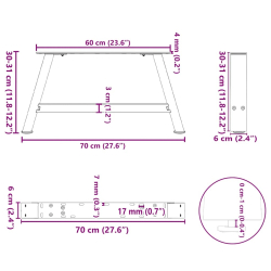 Nogi do stolika kawowego, 2 szt., antracyt, 70x(30-31) cm, stal