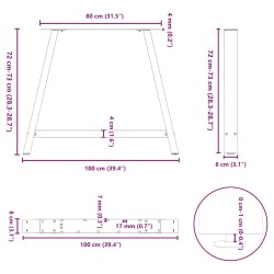 Nogi do stolika kawowego, 2 szt., czarne, 100x(72-73) cm, stal