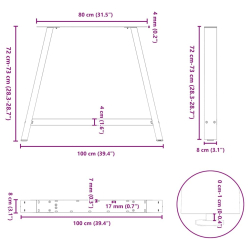 Nogi do stolika kawowego, 2 szt., antracyt, 100x(72-73)cm, stal