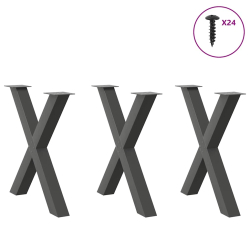 Nogi do stołu jadalnego, 3 pcs., antracyt, 80x(72-73) cm, stal