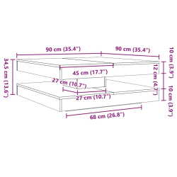 Stolik kawowy obrotowy 360 stopni Betonowy szary 90x90x34,5 cm