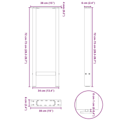 Nogi do stolika kawowego, czarne, 2 szt., 38x(72-73) cm, stal