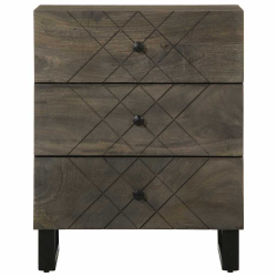 Szafka nocna, czarna, 50x33x62 cm, lite drewno mango