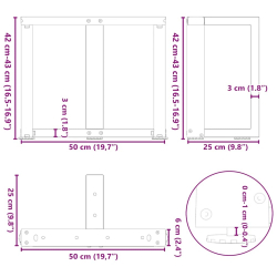 Nogi do stolika kawowego, 2 pcs., czarne, 50x25x(42-43)cm, stal