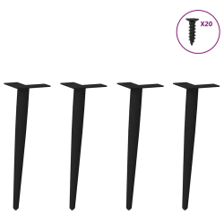 Nogi do stolika kawowego, 4 szt., czarne, 30-31 cm, stal