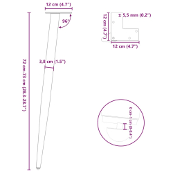 Nogi do stolika kawowego, 4 szt., biale, 72-73 cm, stal