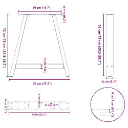 Nogi do stolika kawowego, 2 szt., czarne, 70x(72-73) cm, stal