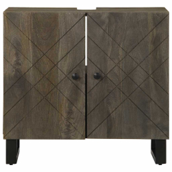 Szafka pod umywalkę, czarna, 62x33x58 cm, lite drewno mango