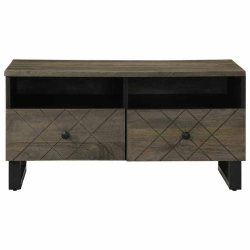 Stolik kawowy, czarny, 80x54x40 cm, lite drewno mango