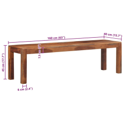 Ławka, 160 cm, lite drewno akacjowe