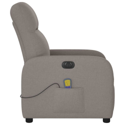 Rozkładany fotel masujący, elektryczny, kolor taupe, tkanina