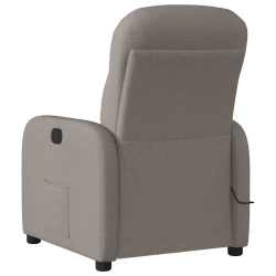 Rozkładany fotel masujący, elektryczny, kolor taupe, tkanina