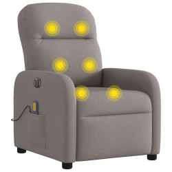 Rozkładany fotel masujący, elektryczny, kolor taupe, tkanina