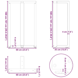 Nogi do stołu barowego, 2 szt., antracyt, 60x35x(100-101) cm