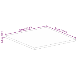 Blat do stolika, 80x80x3,8 cm, kwadratowy, surowe drewno mango