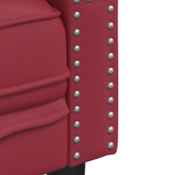 Fotel Chesterfield, winna czerwień, tapicerowany sztuczną skórą