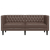 Sofa Chesterfield, 2-os., brązowa, tapicerowana sztuczną skórą