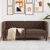 Sofa Chesterfield, 2-os., brązowa, tapicerowana sztuczną skórą