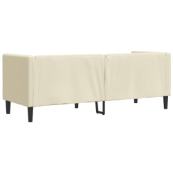Sofa Chesterfield, trzyosobowa, kremowa, sztuczna skóra