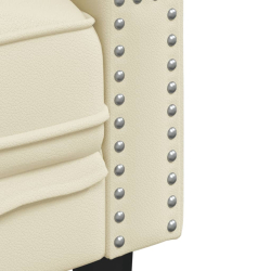 Sofa Chesterfield, trzyosobowa, kremowa, sztuczna skóra
