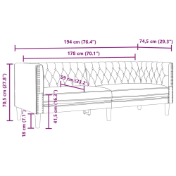 Sofa Chesterfield, trzyosobowa, kremowa, sztuczna skóra