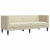 Sofa Chesterfield, trzyosobowa, kremowa, sztuczna skóra