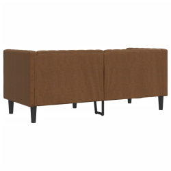 Sofa Chesterfield, 2-os., brązowa, sztuczna skóra zamszowa