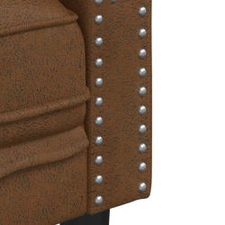 Sofa Chesterfield, 2-os., brązowa, sztuczna skóra zamszowa
