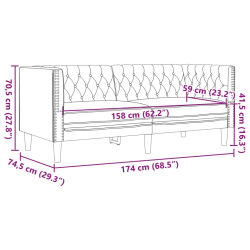 Sofa Chesterfield, 2-os., brązowa, sztuczna skóra zamszowa
