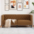 Sofa Chesterfield, 2-os., brązowa, sztuczna skóra zamszowa