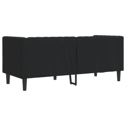 Sofa Chesterfield, 2-os., czarna, tapicerowana sztuczną skórą