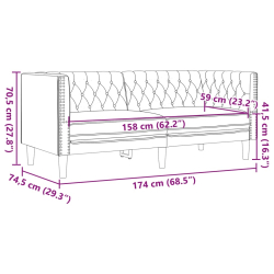 Sofa Chesterfield, 2-os., czarna, tapicerowana sztuczną skórą