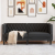 Sofa Chesterfield, 2-os., czarna, tapicerowana sztuczną skórą