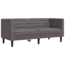 3-cz. zestaw wypoczynkowy Chesterfield, szary, sztuczna skóra