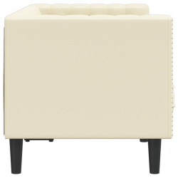 Sofa Chesterfield, 2-os., kremowa, tapicerowana sztuczną skórą