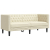 Sofa Chesterfield, 2-os., kremowa, tapicerowana sztuczną skórą