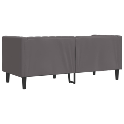Sofa Chesterfield, 2-os., szara, tapicerowana sztuczną skórą