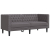 Sofa Chesterfield, 2-os., szara, tapicerowana sztuczną skórą