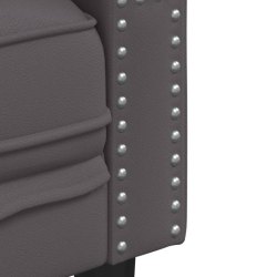 Fotel Chesterfield, szary, tapicerowany sztuczną skórą