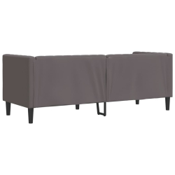 Sofa Chesterfield, 3-os., szara, tapicerowana sztuczną skórą