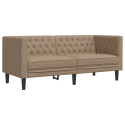 Sofa Chesterfield, 2-os., cappuccino, sztuczna skóra