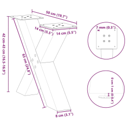 Nogi do stolika kawowego, 2 szt., czarne, 50x(42-43) cm, stal