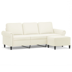 Sofa 3-osobowa, kremowa, 180 cm, tapicerowana aksamit