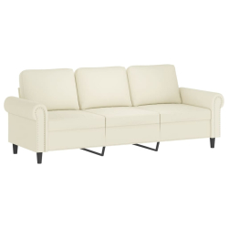 Sofa 3-osobowa, kremowa, 180 cm, tapicerowana aksamit